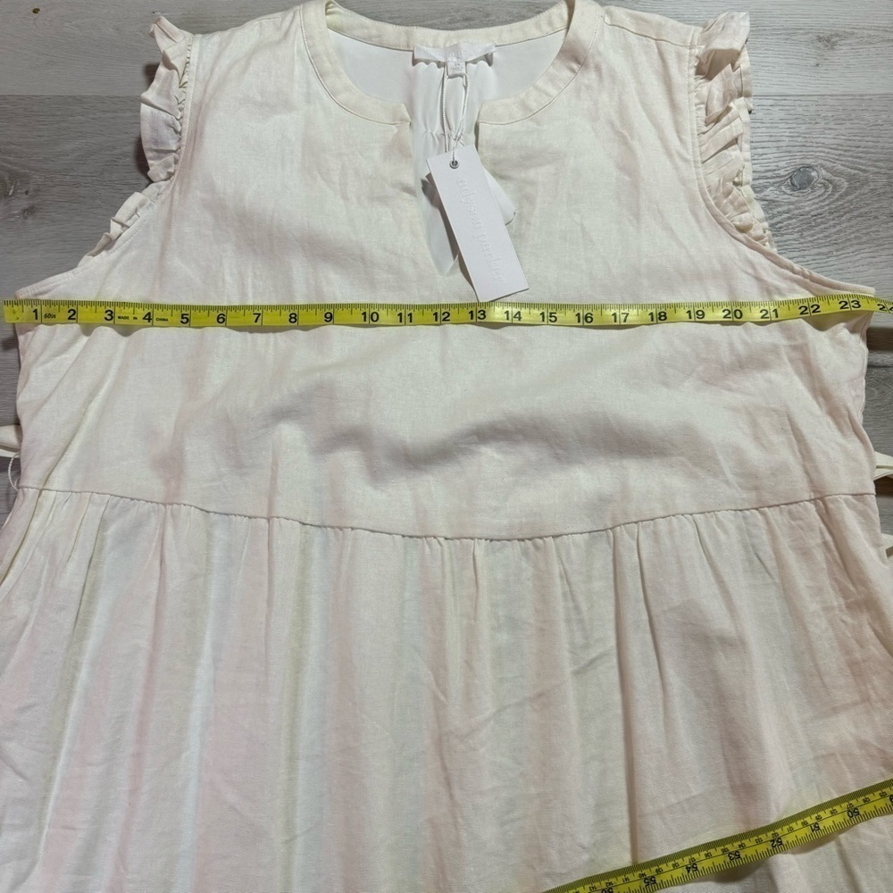 NWT ADYSON PARKER
Lined Linen Flutter Sleeve Dress, Size 2X, Ivory - Picture 11 of 13